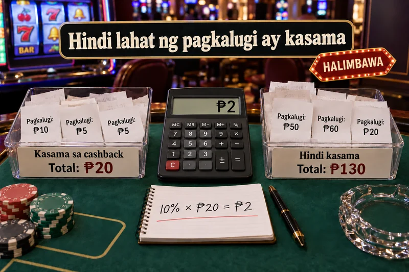 Fictional losing receipts sorted into eligible and excluded trays